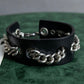 "Dior" Silver chain inlaid leather bracelet