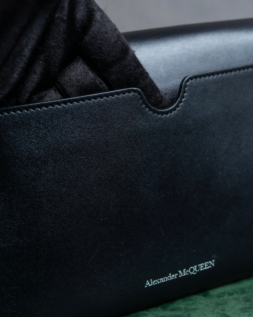 "Alexandar McQueen" Two-tone crystal clasp leather shoulder wallet