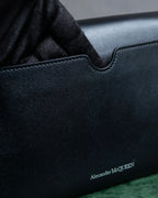 "Alexandar McQueen" Two-tone crystal clasp leather shoulder wallet