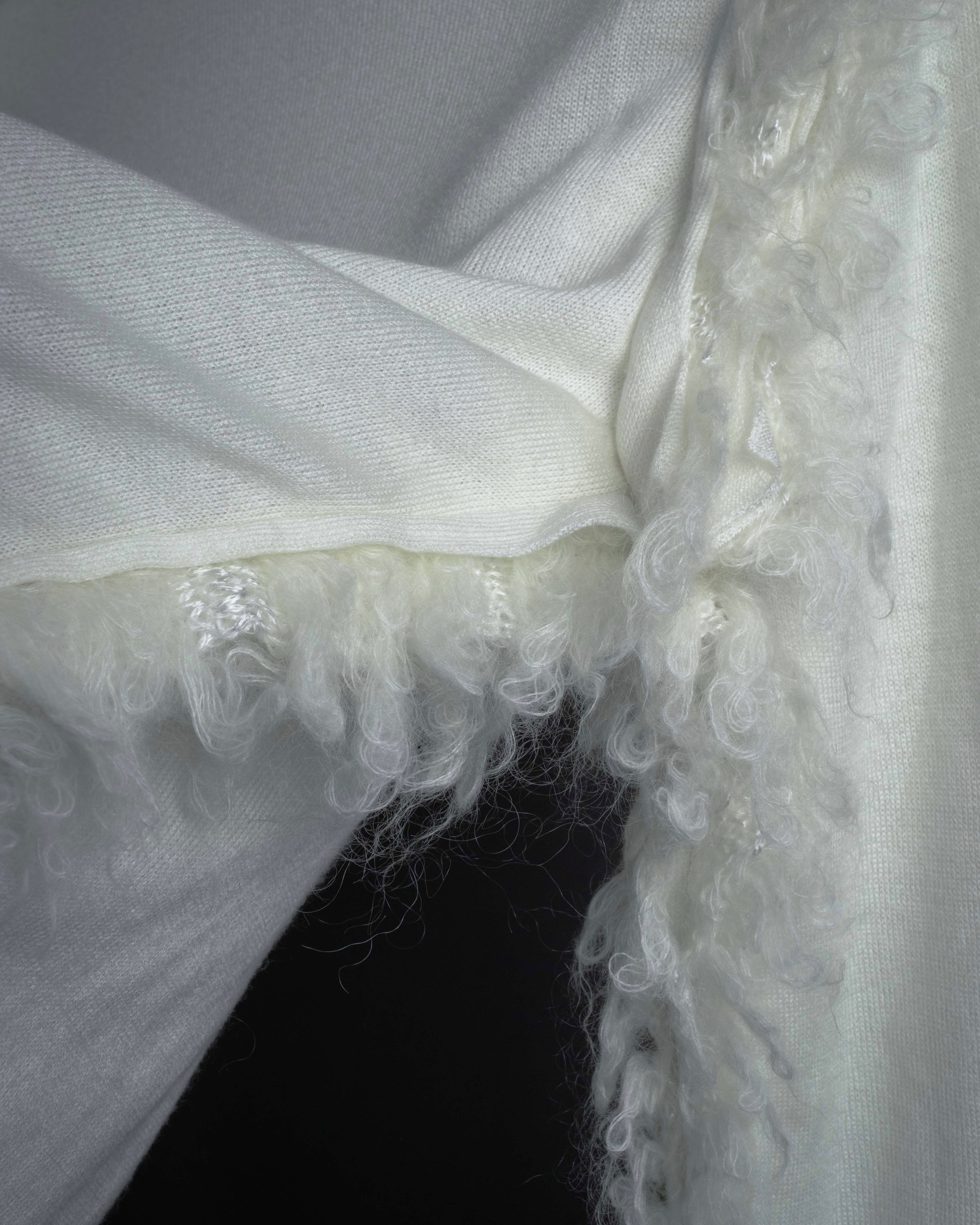 "COMME des GARCONS" 18AW layered mesh design fringe thick knit