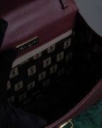 "YVES SAINT LAURENT" Diamond trim design 2way leather handle bag