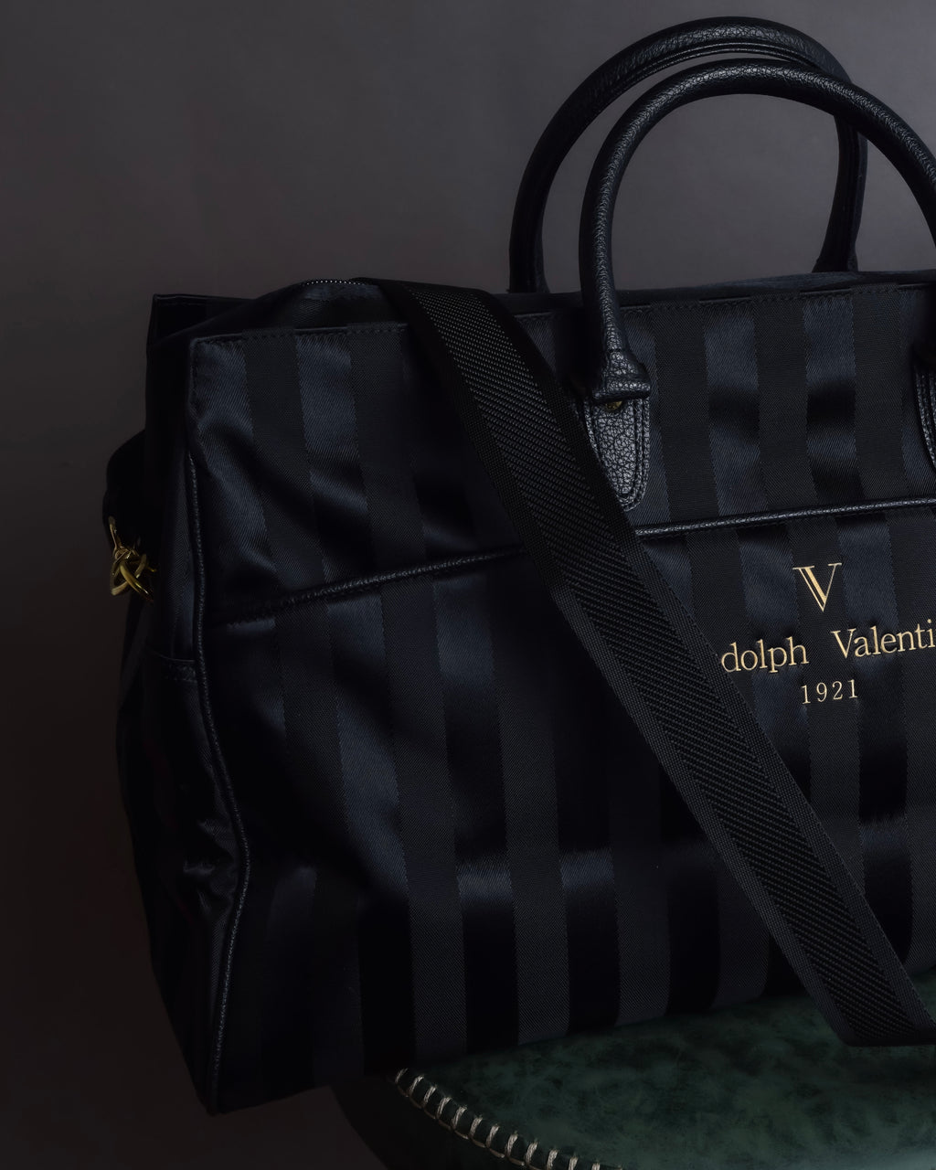 "Rudolph Valentino" Striped nylon combination 2-way boston bag