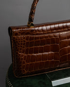 "Franco Parmiggiani" Turn lock design crocodile texture hand bag