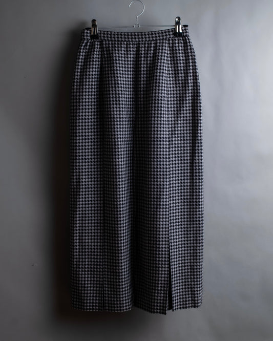 "Christian Dior" Houndstooth pattern wool cropped pleats skirt