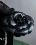 "CHANEL" Deep black camellia brooch
