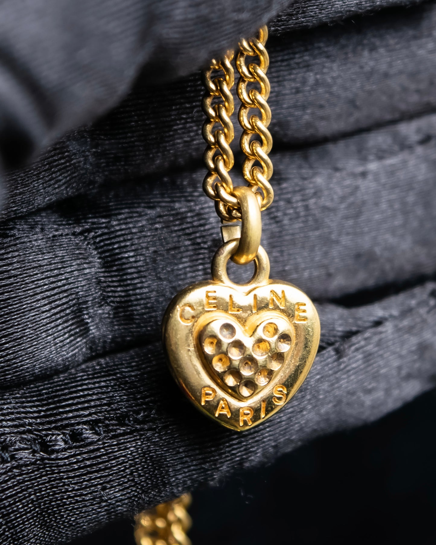 "CELINE" Heart motif logo engraved pendant