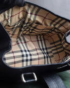 "BURBERRY" Silver stud design grained leather one-handle bag