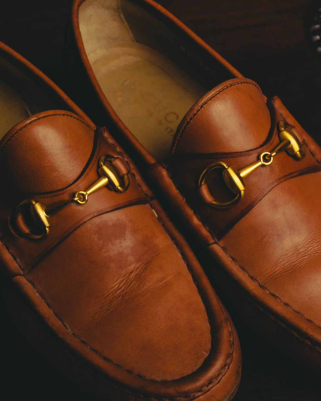 "GUCCI" 80's-90's Classic horsebit leather loafers