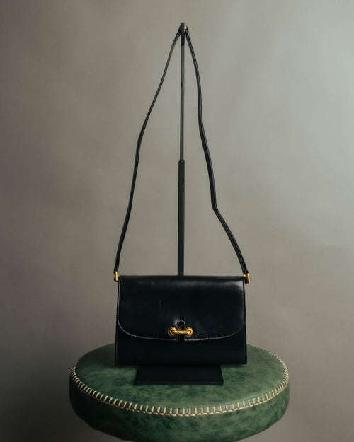 “GUCCI” 80’s-90’s Rope clasp leather shoulder bag
