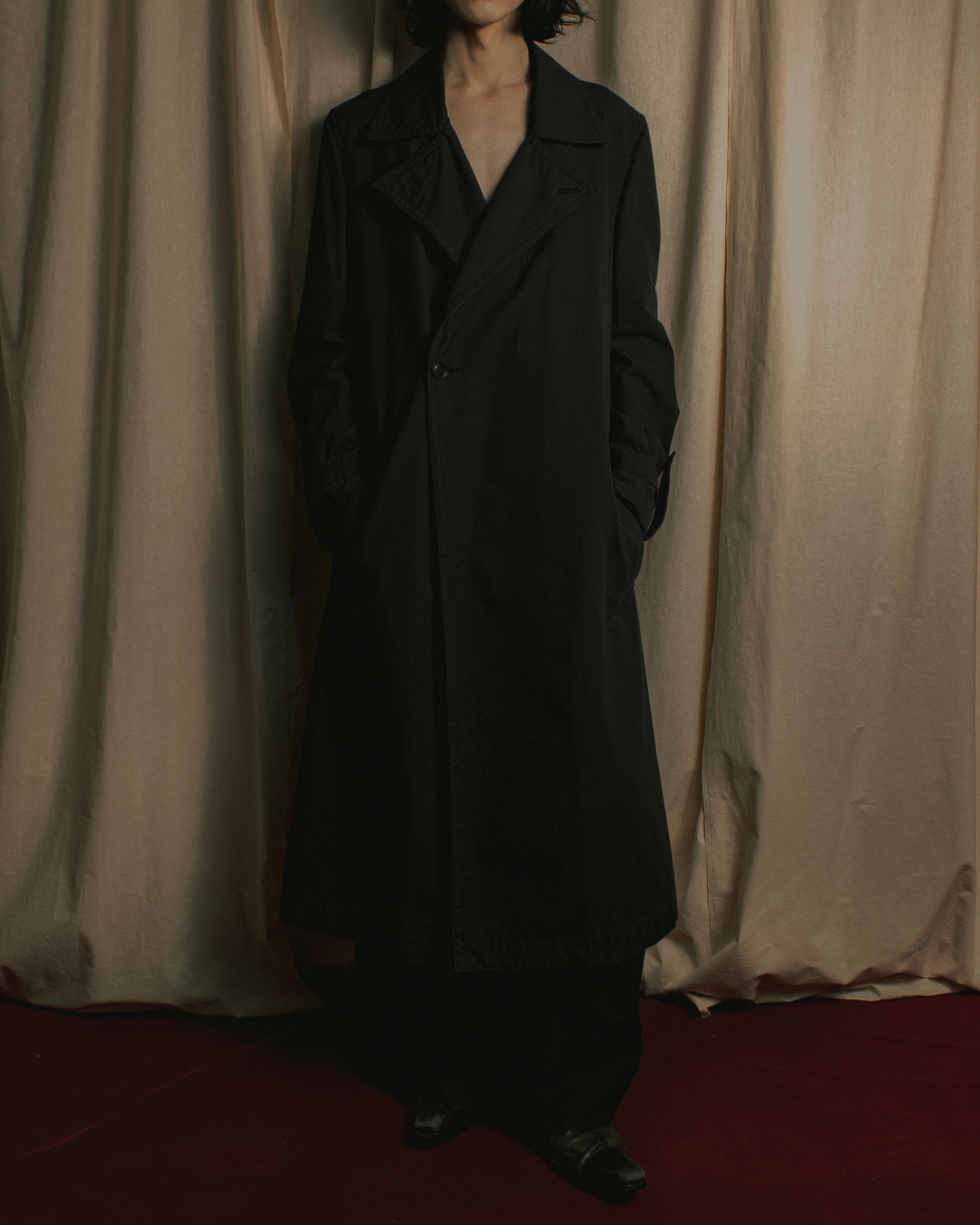 "Ground Y" 19AW Draping design cotton gabardine trench coat
