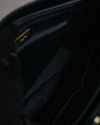 “YVES SAINT LAURENT” 90’s–Early 00’s Croc embossed leather woven stitch tote bag