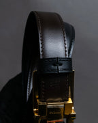 "Cartier" Gold metal buckle design leather belt