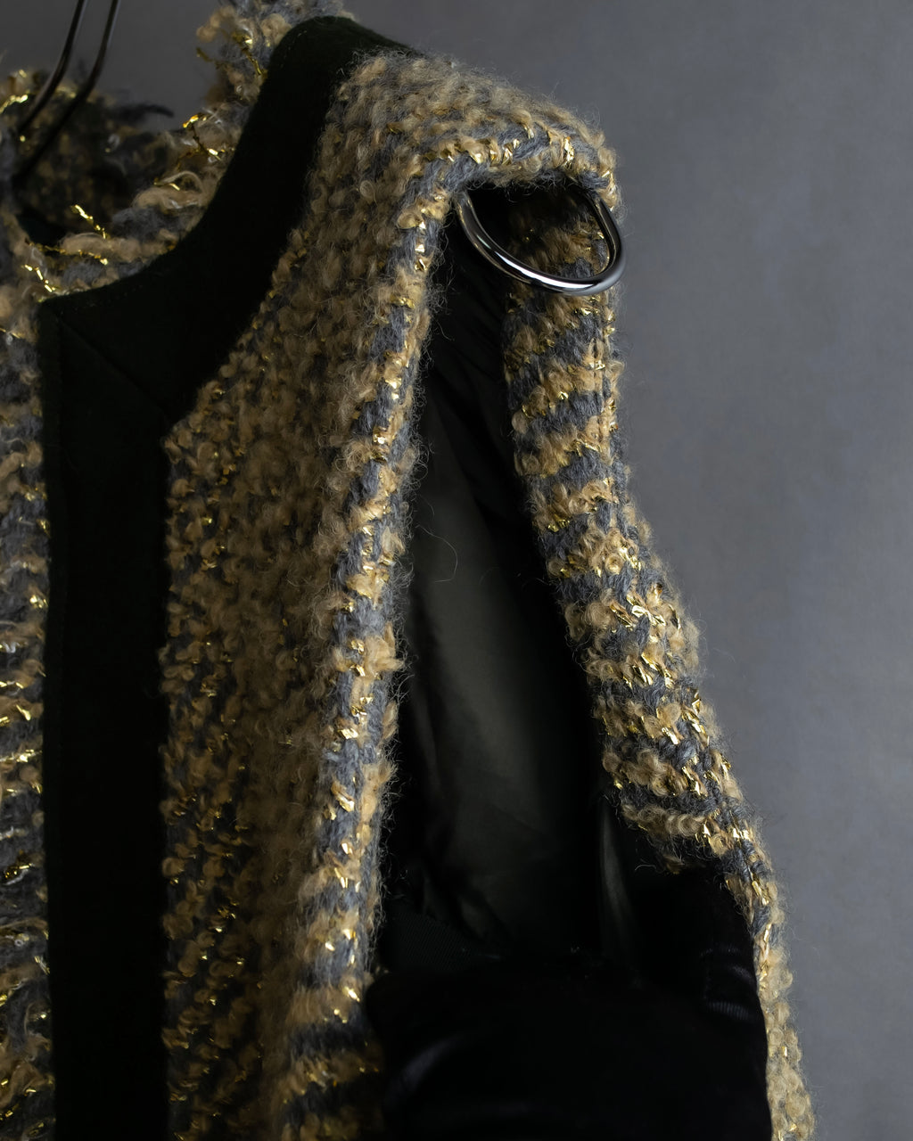 "sacai" Asymmetrical design double zipper tweed vest