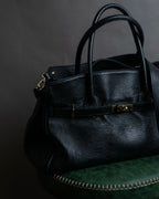 "AULENTTI" Gold closure belt design leather 2-way bag