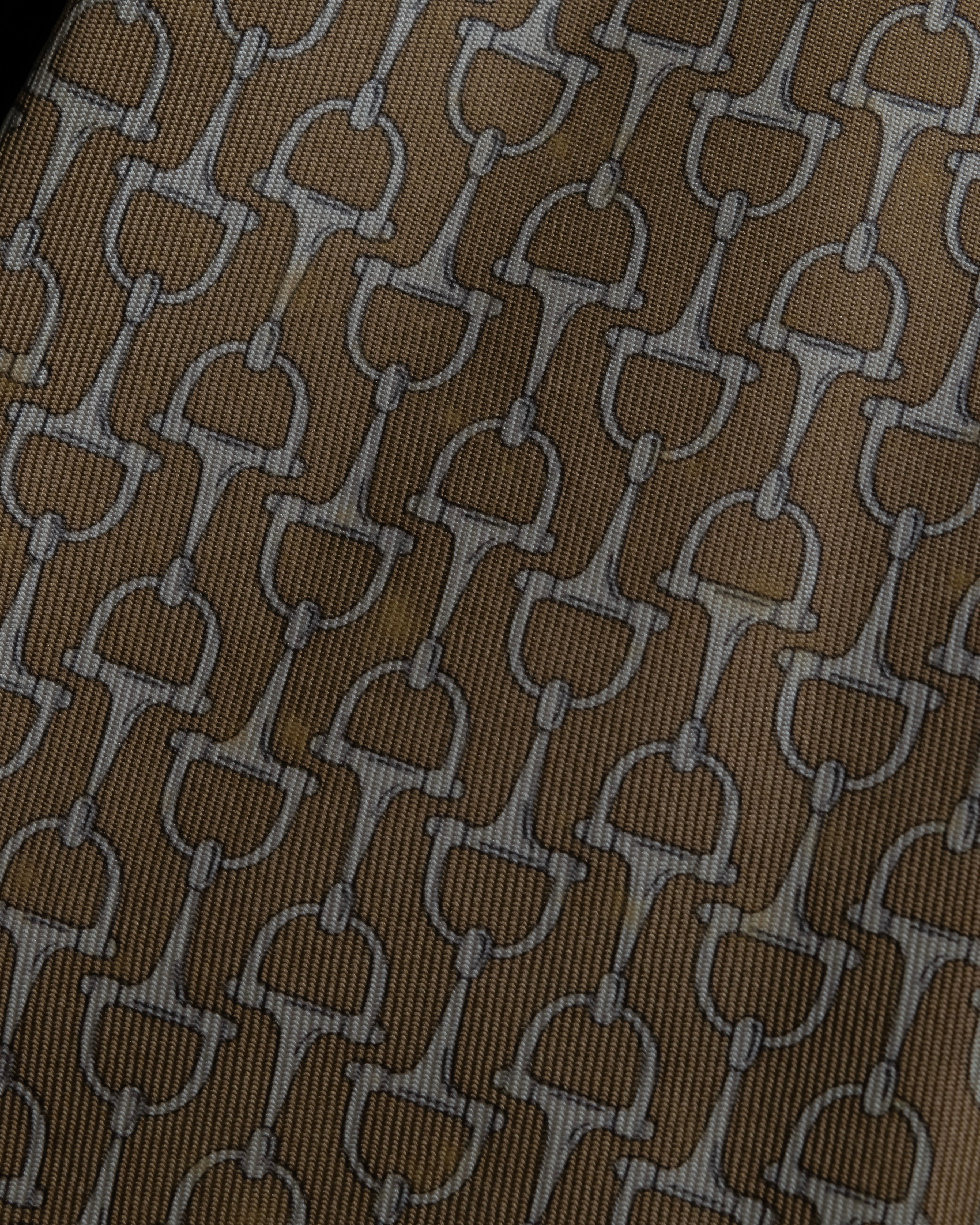 "HERMES" Horsebit motif silk necktie