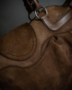 "Salvatore Ferragamo" Gathered form Gancini motif design suede hand bag