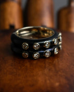 "Christian Dior" Gold metal＆black enamel combination design ring