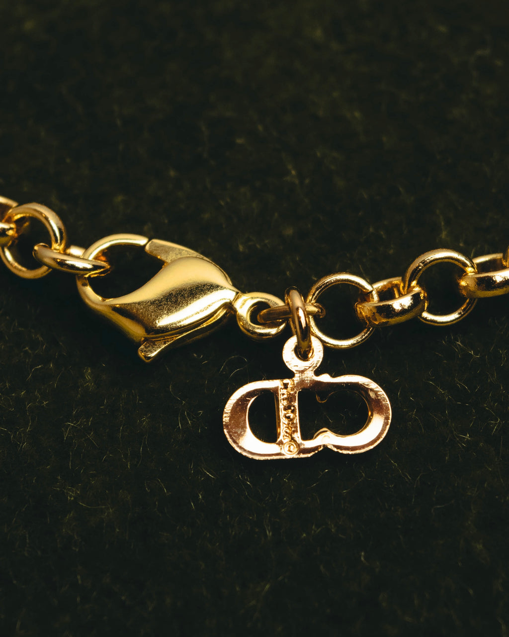 "Christian Dior" 00's-10's Floral rhinestone charm bracelet