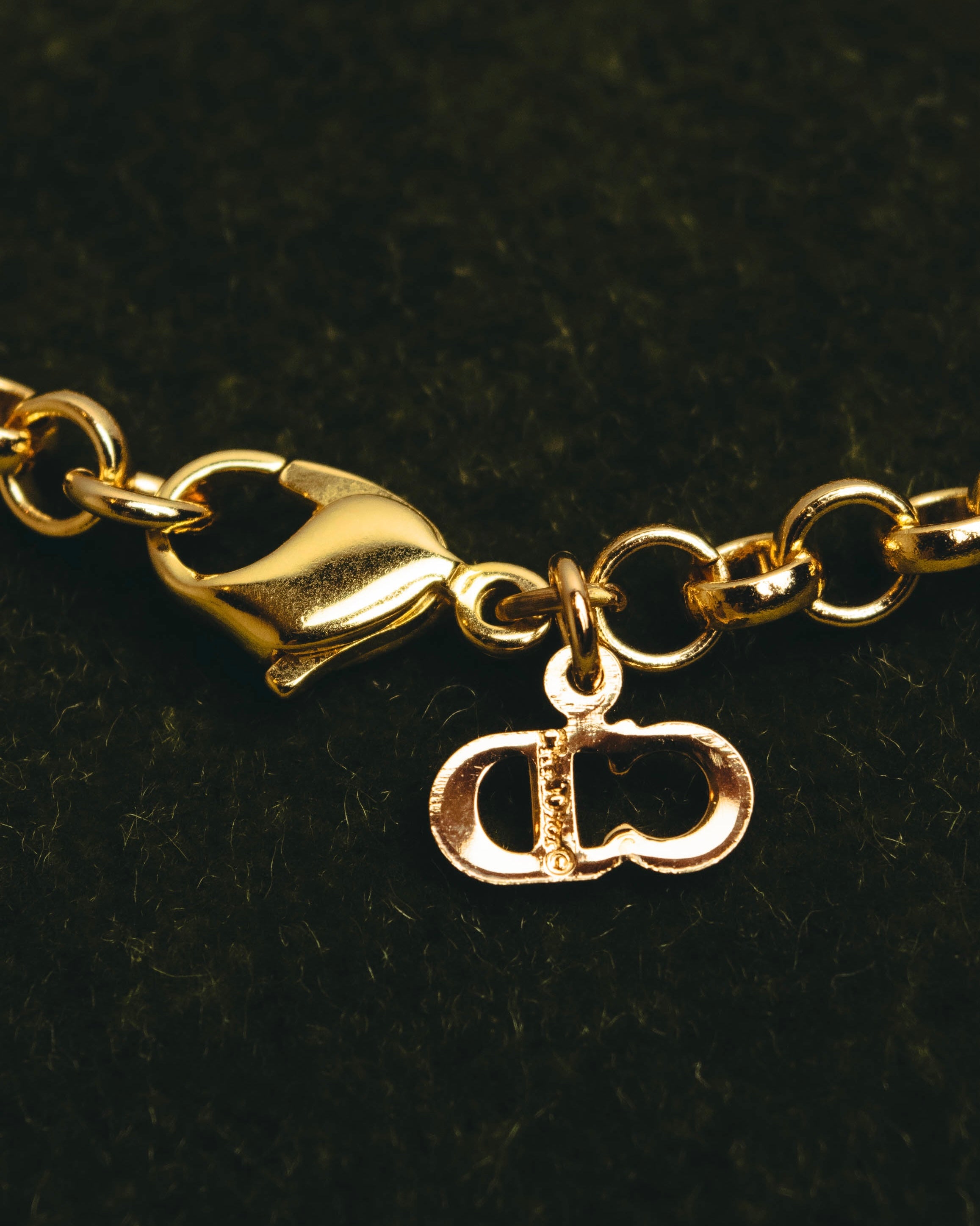 "Christian Dior" 00's-10's Floral rhinestone charm bracelet