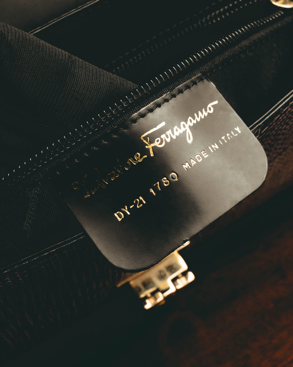 "Salvatore Ferragamo" Crocodile embossed Gancini shoulder bag