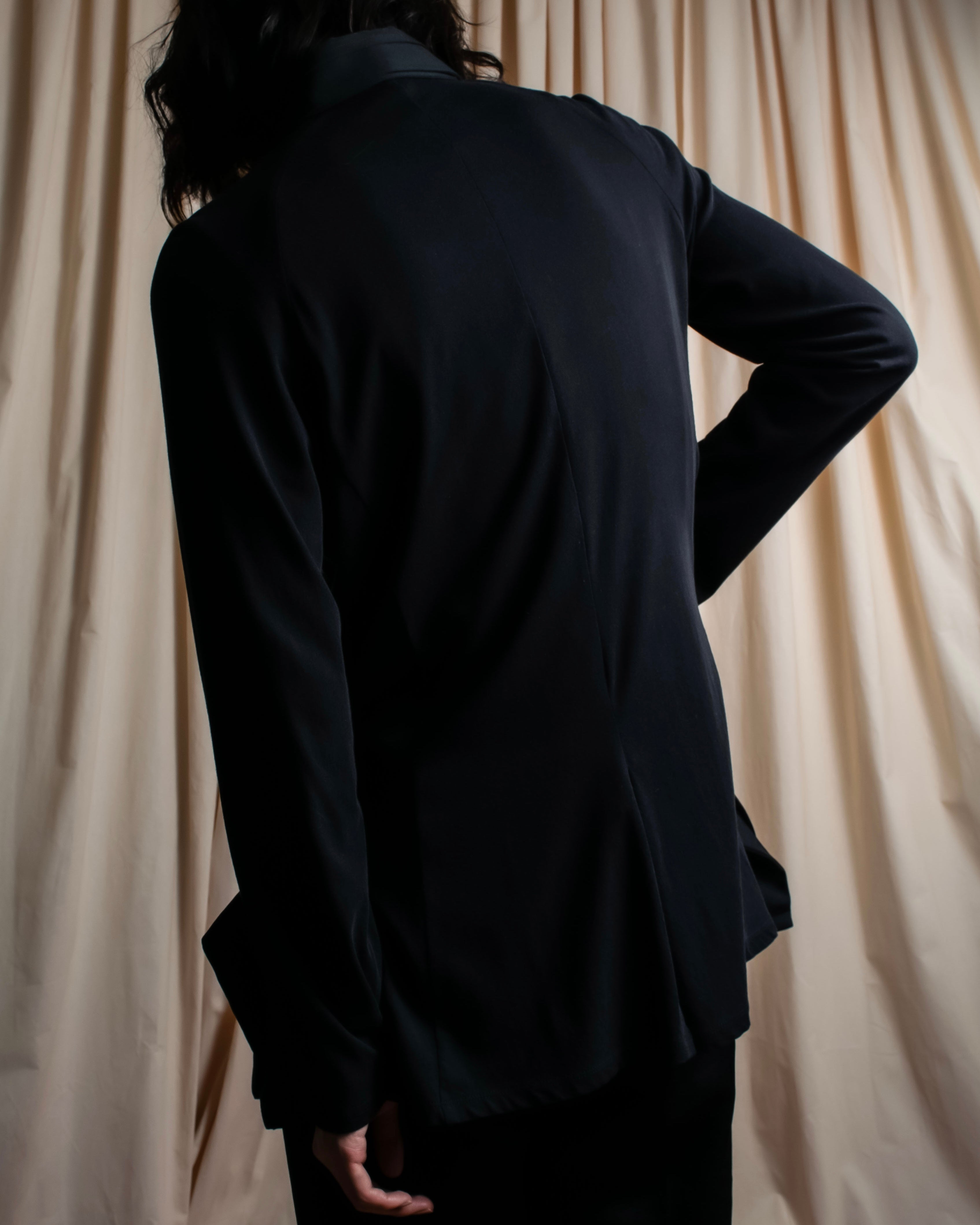 "YOHJI YAMAMOTO +NOIR" 21SS Drape panel design oversized shirt jacket