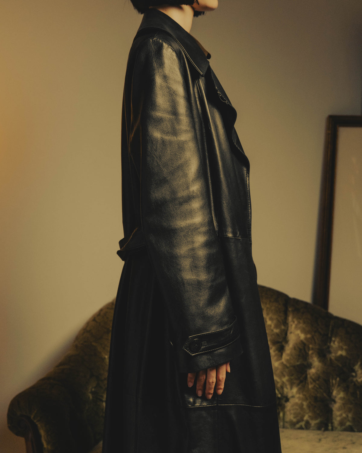 -SPECIAL- "BOTTEGA VENETA" 80's-00's Belted leather coat