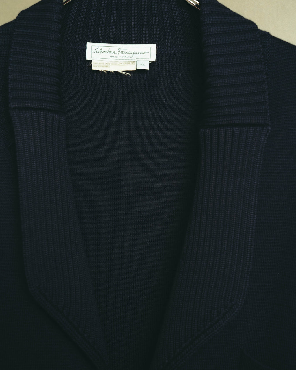 “Salvatore Ferragamo” 80’s-90’s Gancini buckle virgin wool knit jacket