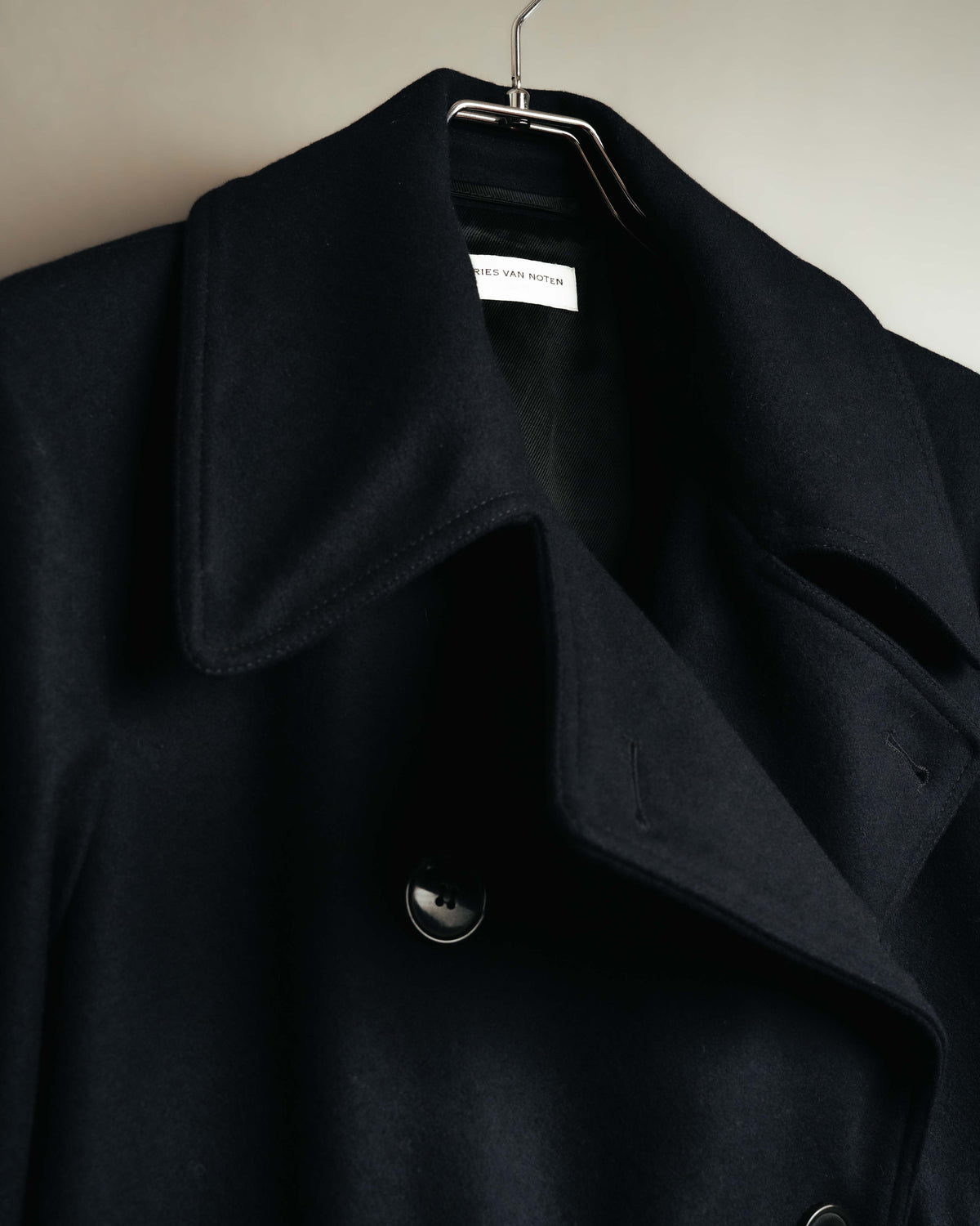 -SPECIAL- "DRIES VAN NOTEN" 10's Sculptural wide lapel double breasted wool coat