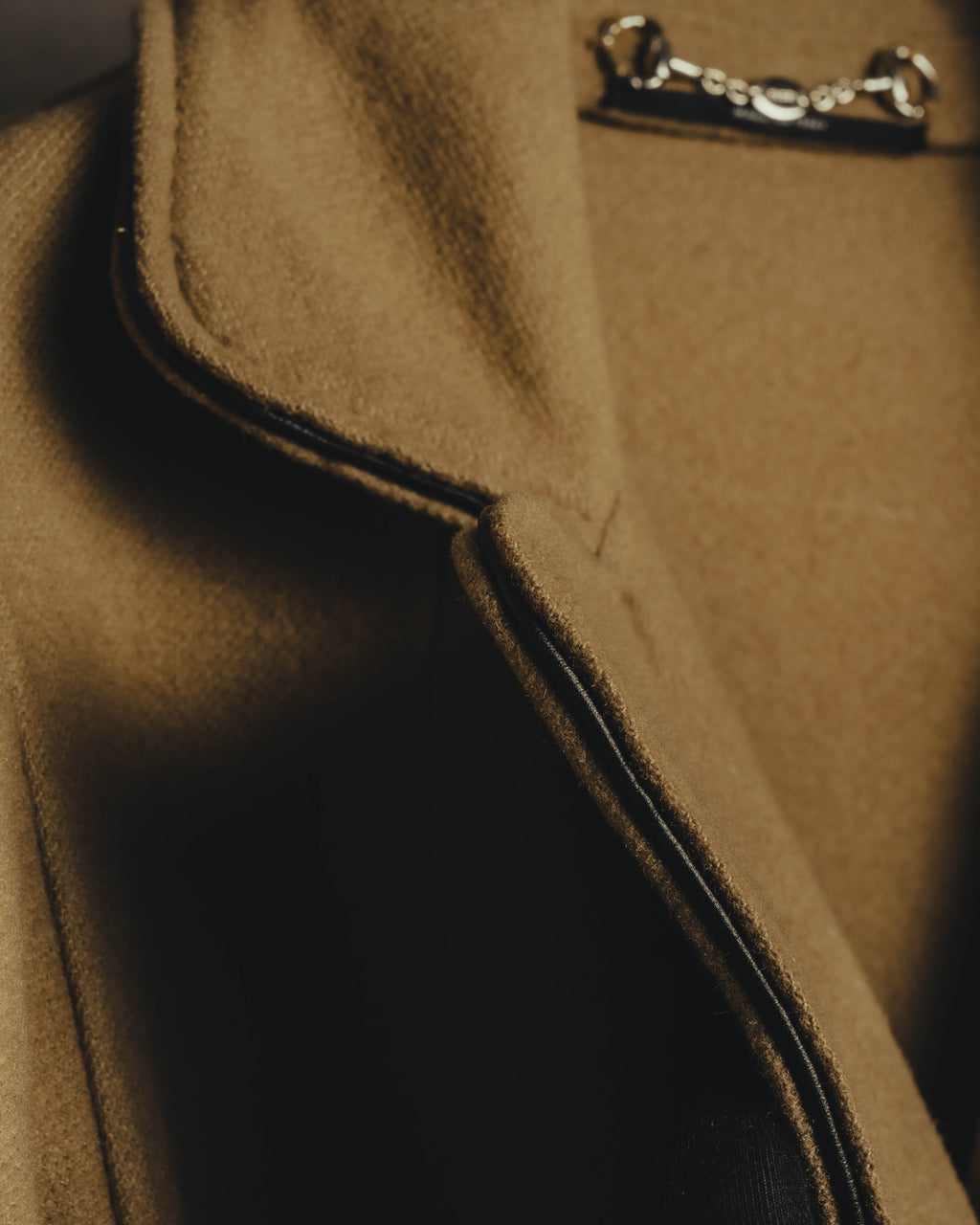 “GUCCI” 00’s-10’s Cashmere-blend leather-trimmed belted long coat
