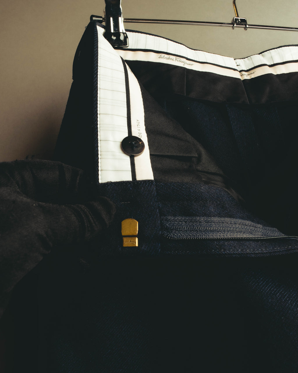 "Salvatore Ferragamo" 10's-20's Tailored double-breasted wool pantsuit