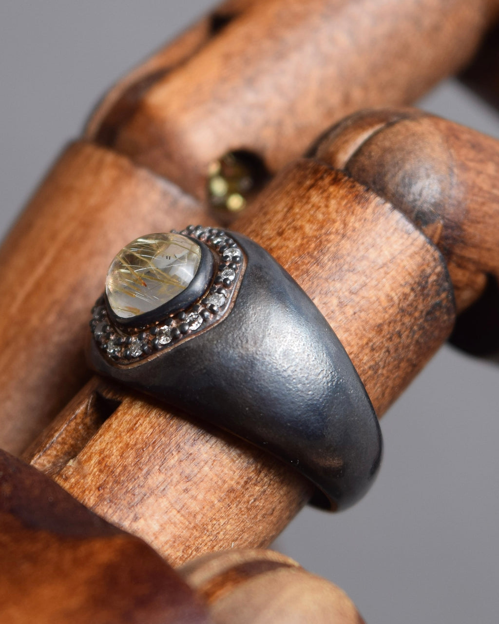 "agete" Rutilated quartz K10 silver coated ring