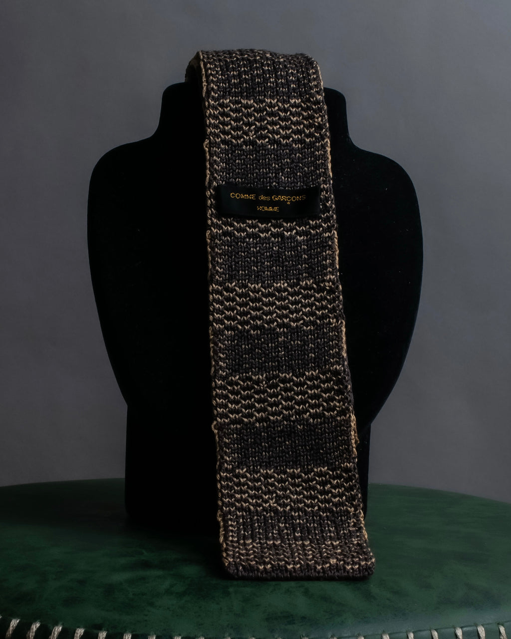"COMME des GARCONS HOMME"
Regimental stripe square cut knit tie