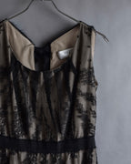 "VALENTINO" Lace layered ribbon design sleeveless dress