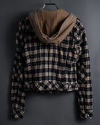 "BURBERRY Blue Label" Layered docking design hooded zip jacket