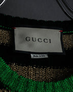 "GUCCI" 17-18aw striped lurex emblem knit sweater