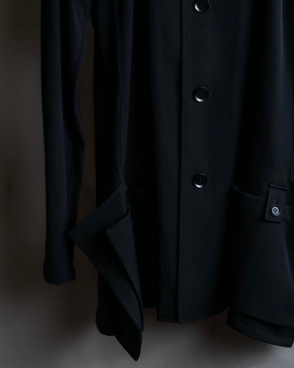 "YOHJI YAMAMOTO +NOIR" 21SS Drape panel design oversized shirt jacket