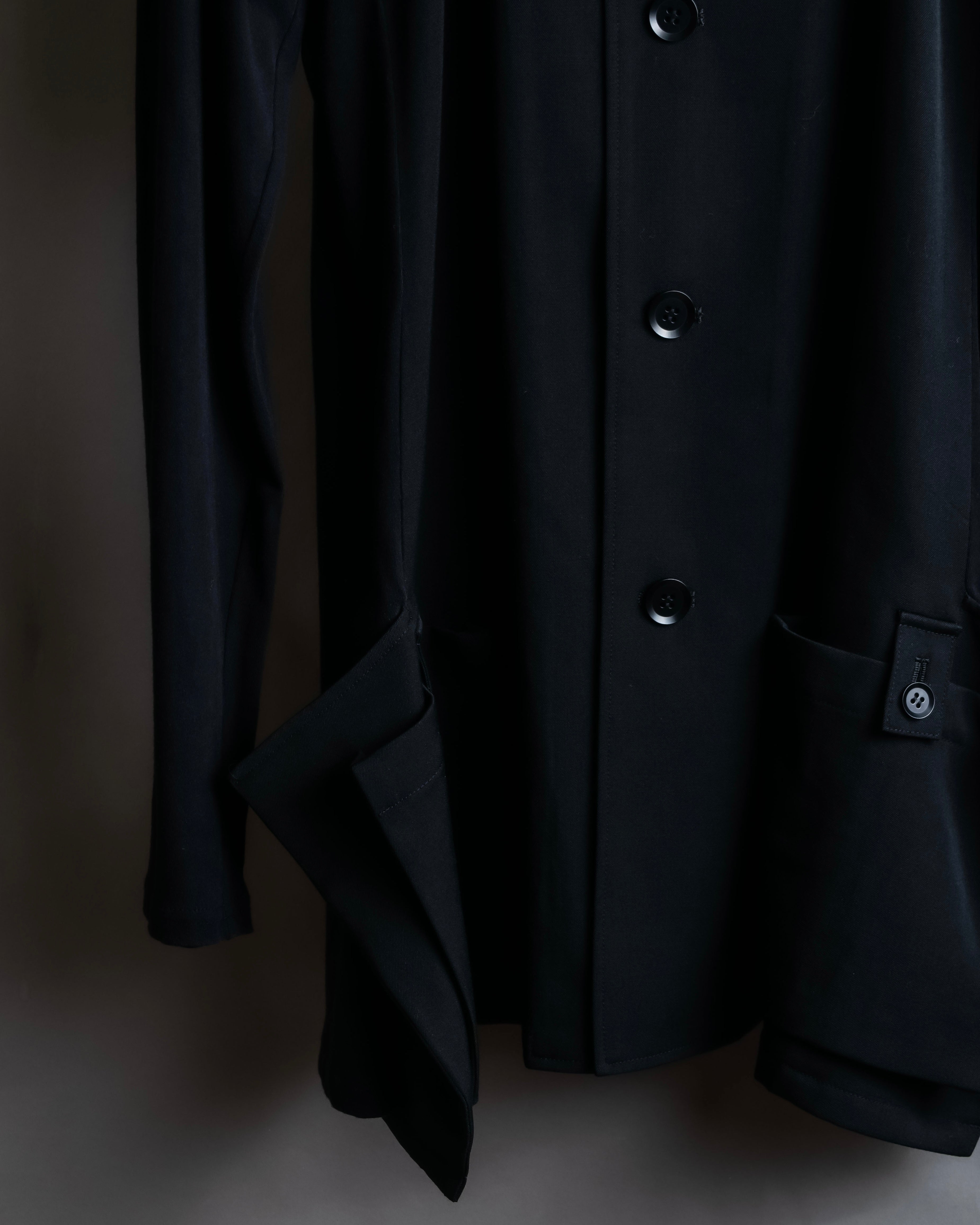 "YOHJI YAMAMOTO +NOIR" 21SS Drape panel design oversized shirt jacket