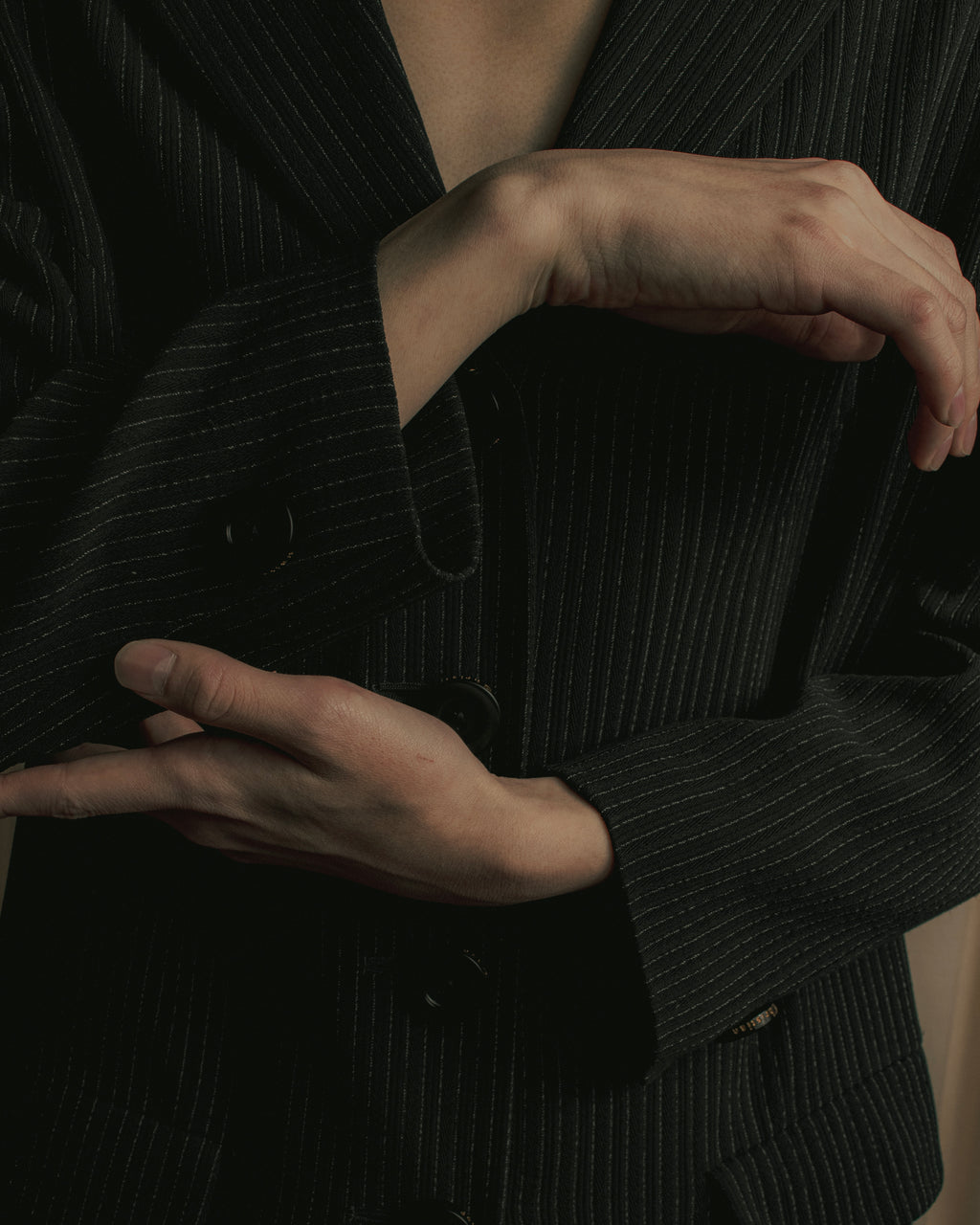 “Christian Dior” 90’s pinstriped four-button long tailored jacket