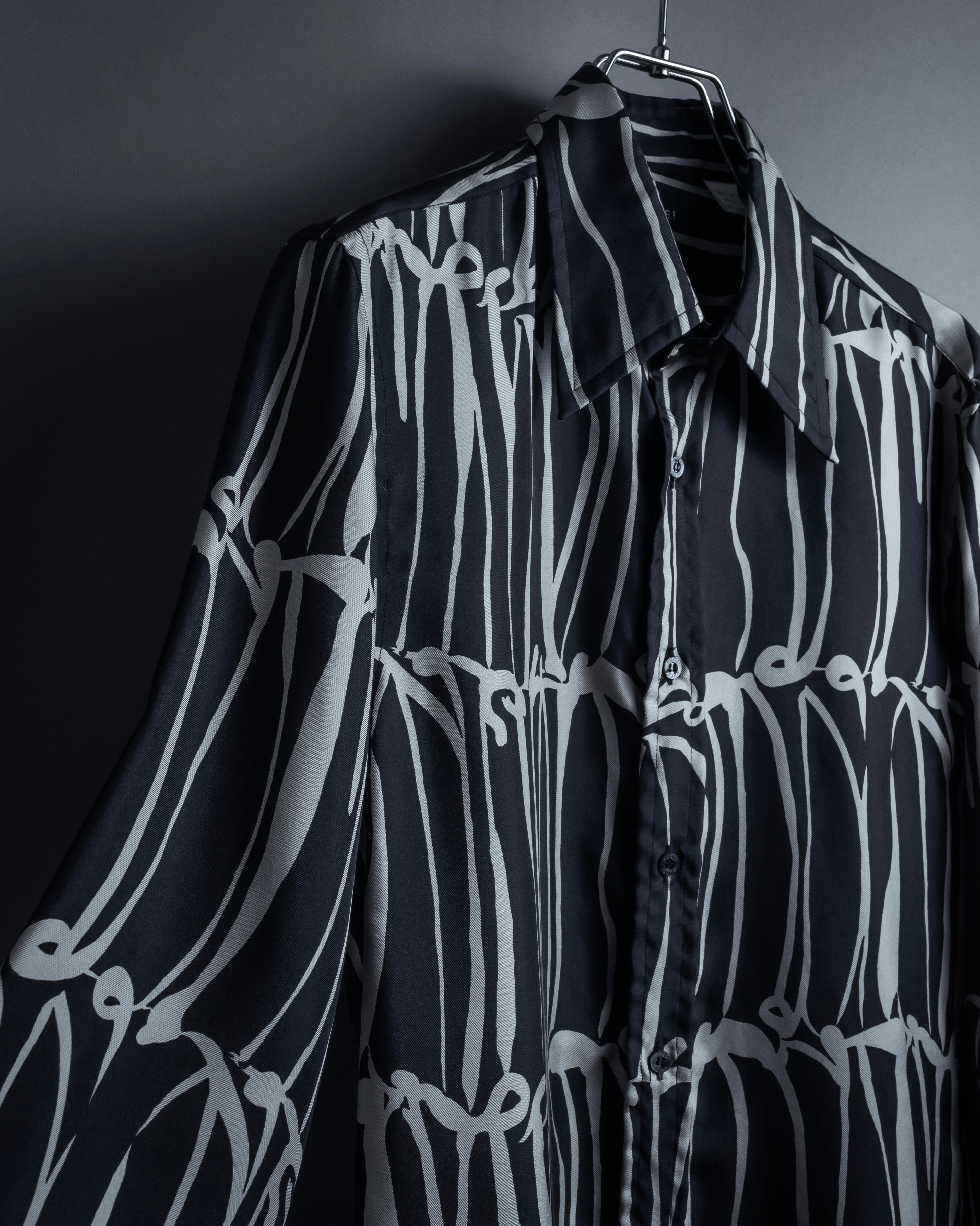 "GUCCI" Handwritten calligraphy pattern silk shirt