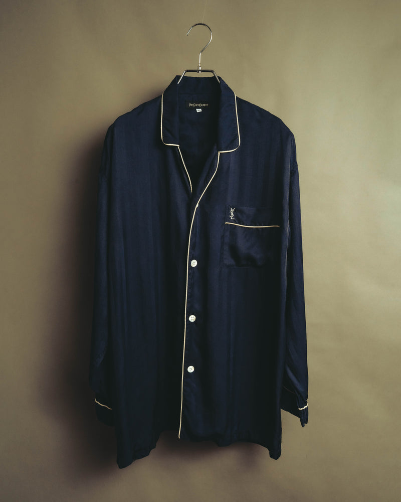 "Yves Saint Laurent" 90's-00's Herringbone silk pajama shirt