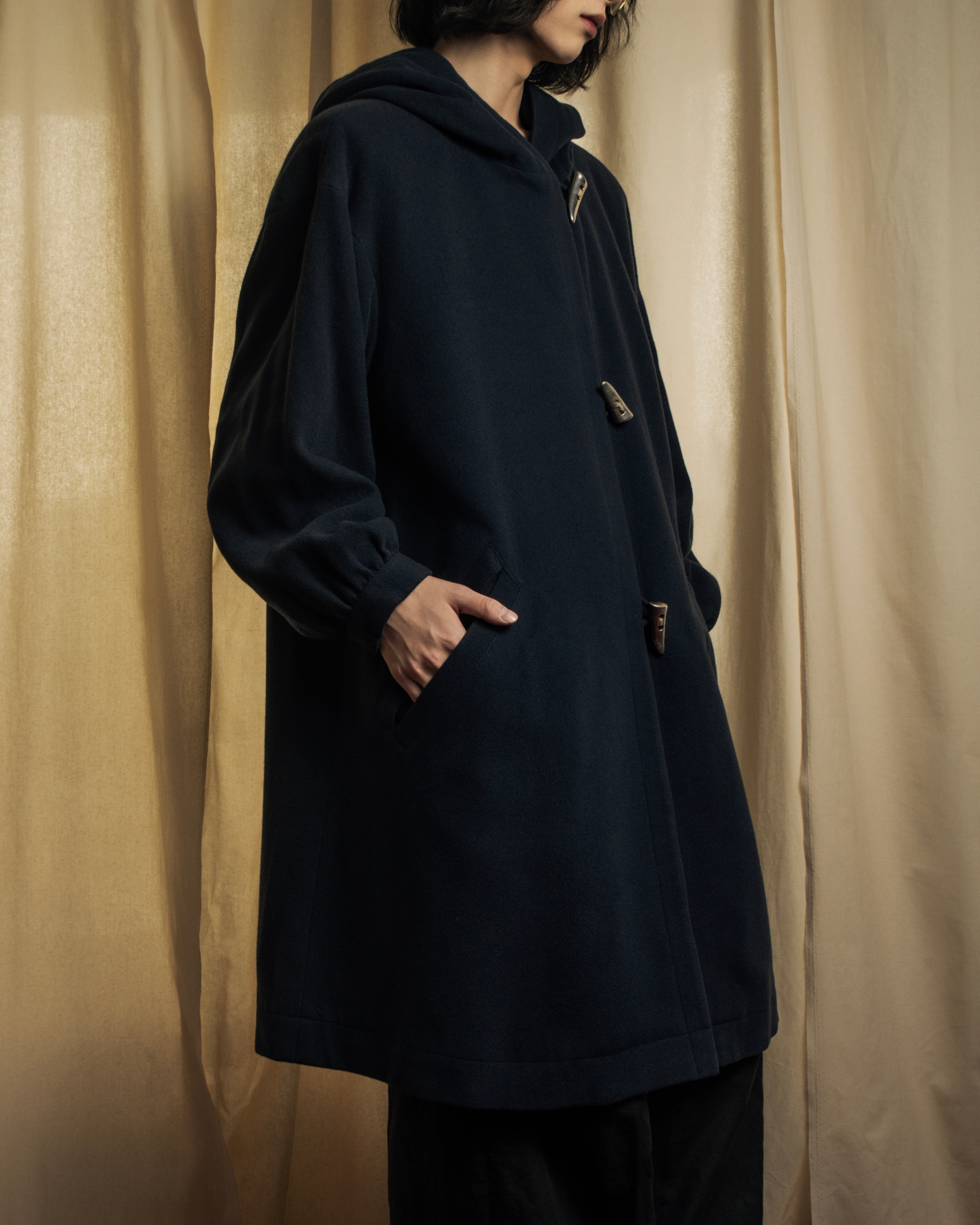 "YVES SAINT LAURENT" Metal toggle design melton wool duffel coat