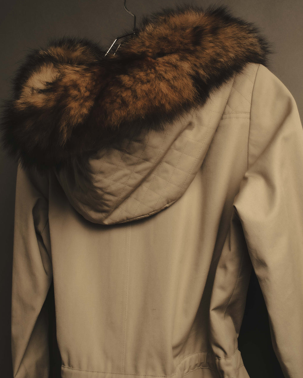 "Yves Saint Laurent" Vintage fox fur trimmed hooded long coat