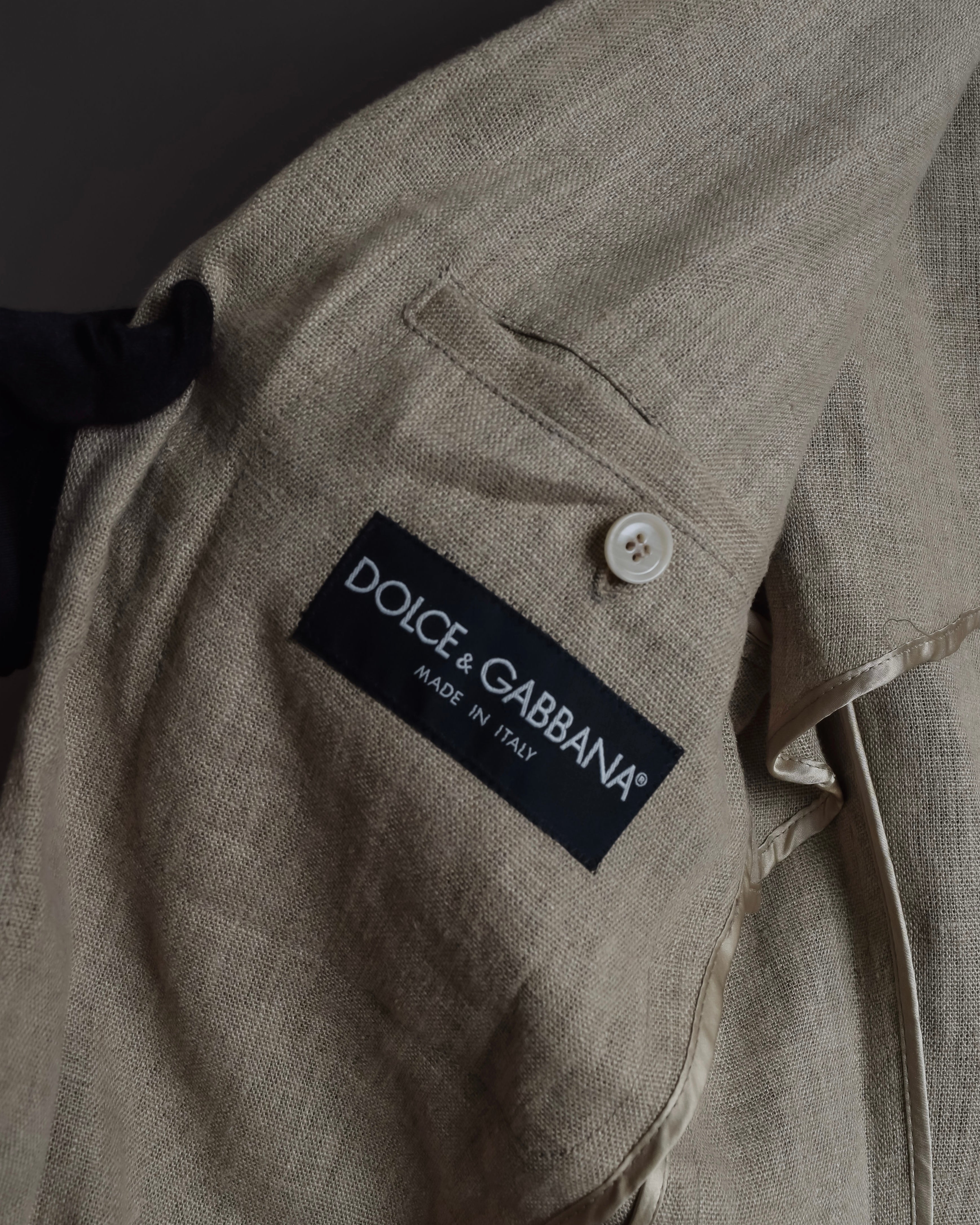 "Dolce & Gabbana" Raw edge frayed linen tailored jacket