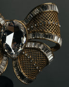 “HANAE MORI” 80’s-90’s Sculptural crystal bow brooch