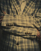 -SPECIAL- "Hermès" 10's Textured linen blend check blazer