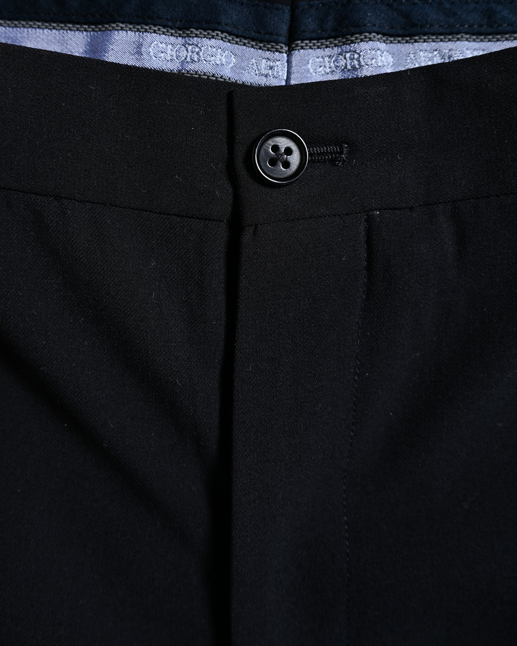 GIORGIO ARMANI/ Virgin Wool Straight Trousers Black