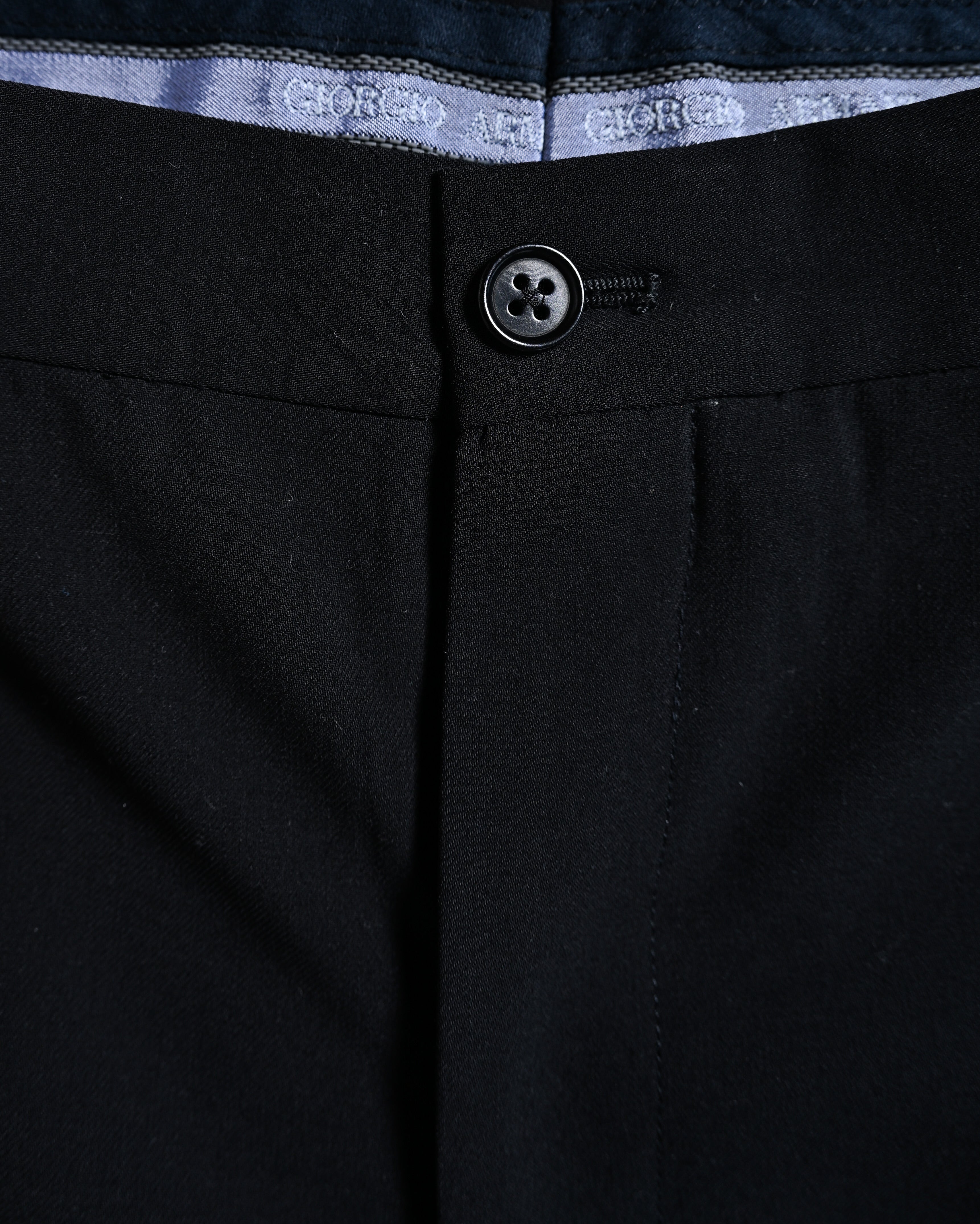 GIORGIO ARMANI/ Virgin Wool Straight Trousers Black