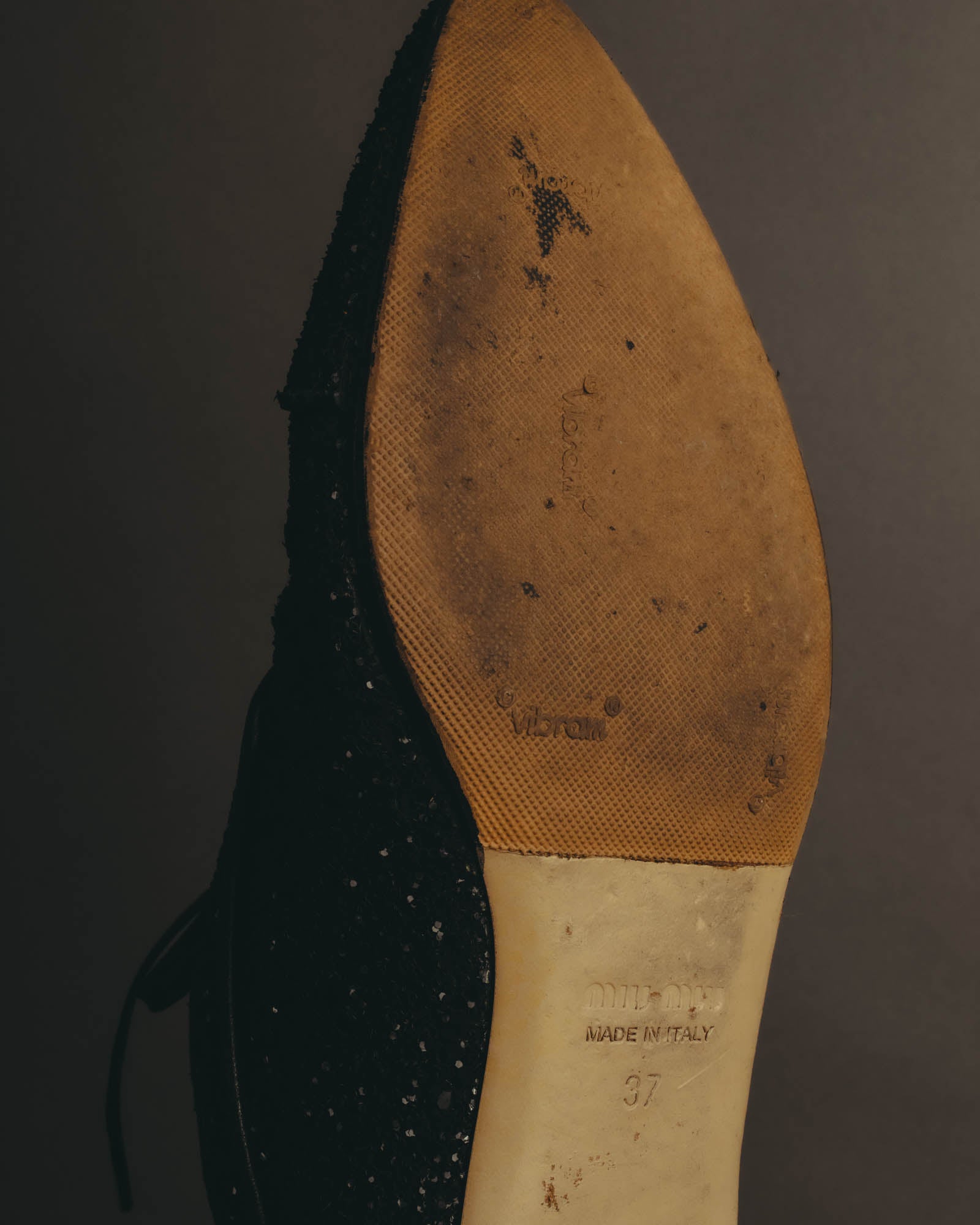 "Miu Miu" 2010's Embellished glitter lace-up oxford shoes