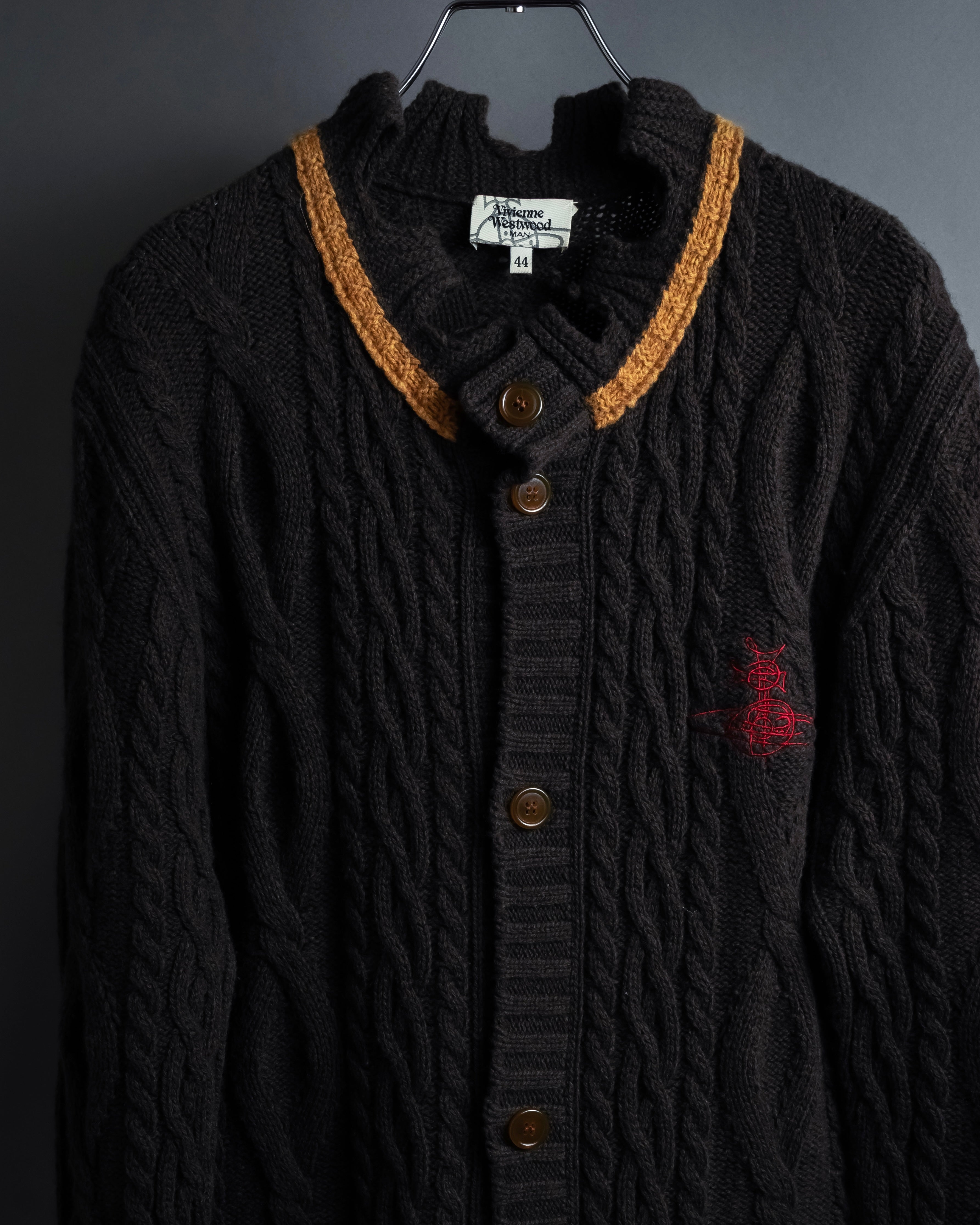 "Vivienne Westwood" Orb logo engraved cable knit cardigan