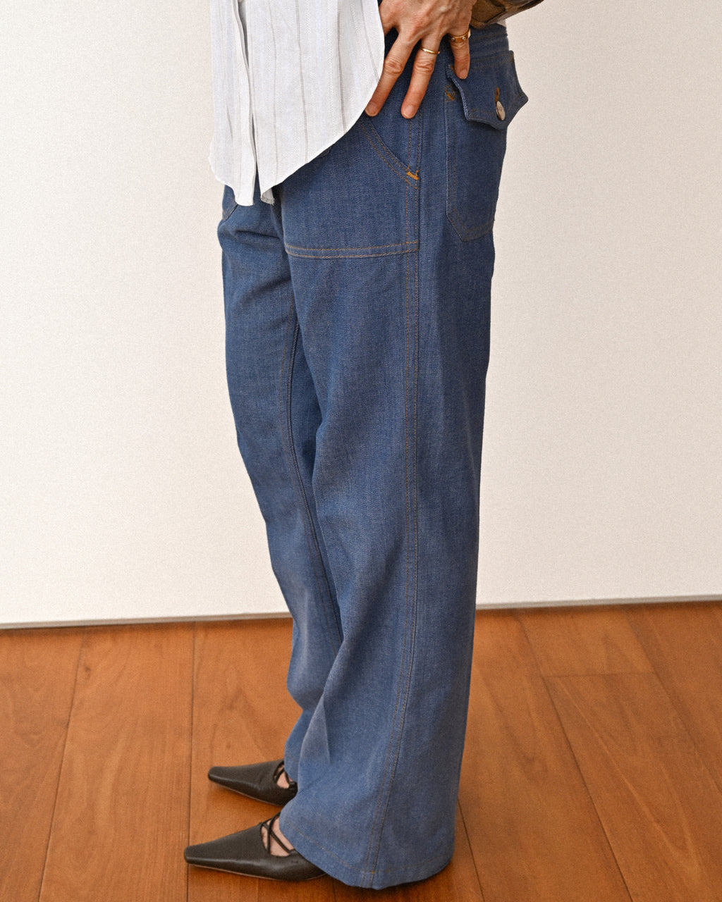 Lee/ Multi Pocket Designed Flare Silhouette Denim Blue
